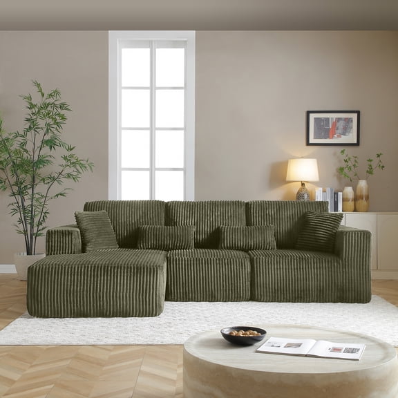 YWEN 108" Boneless Cloud Sectional Couches for Living Room, Comfy Fluffy L Shaped Memory Foam Deep Seat Boneless Couch, Modular Sectional Sofa with Left Facing Chaise