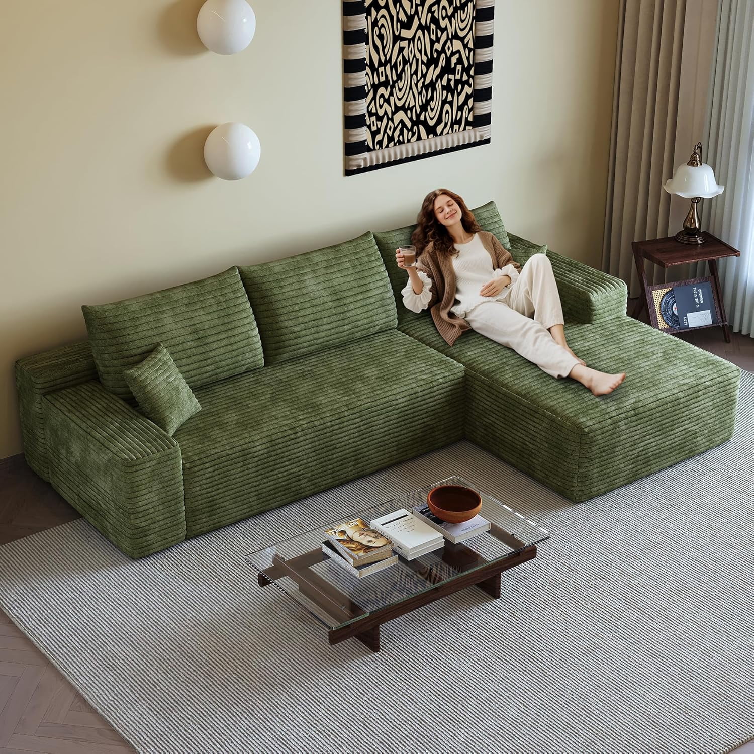 YWEN 108" Sectional Couches for Living Room Cloud Couch Sofa with L ...