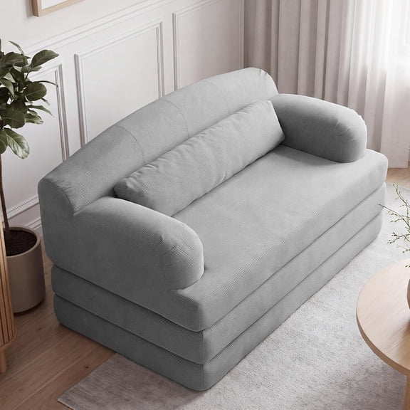 YWEN 2-Seater Corduroy Sofa Bed Compact Floor Couch with Removable Cover,Compression Sponge 2-Seater Micro Corduroy Sofa Bed, Removable Cover Modular Floor Couch