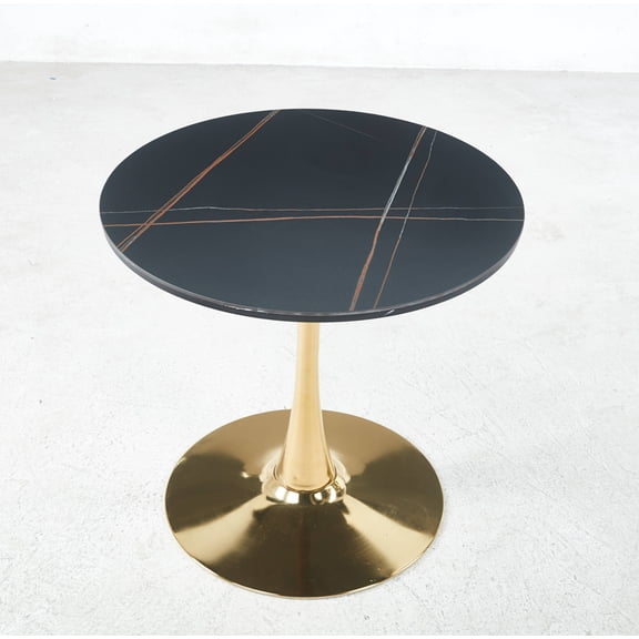 YWEN 31.5 Inch Round Dining Table,Mid-Century Tulip Table with Metal Pedestal Base,Modern Leisure Table for Small Space Kitchen Dining Room,Easy Assembly