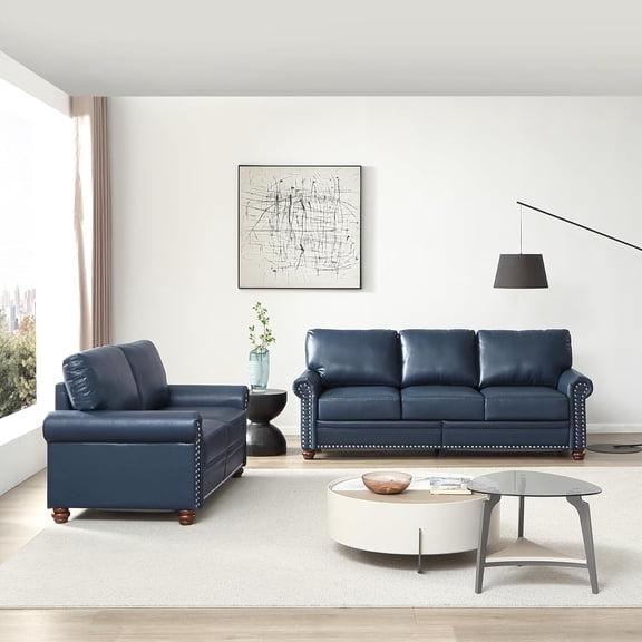 YWEN 5 Seat Chesterfield Sofa, Retro Style Upholstered Faux Leather PU Couch with Storage Space, Rolled Arm, Nailhead for Living Room Bedroom Office Apartment