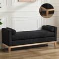 thumbnail image 1 of YWEN 66.34" W King Size Bench for End of Bed, Upholstered Bench with Pillows & Natural Wood Legs for Bedroom/Entryway/Living Room, 1 of 11