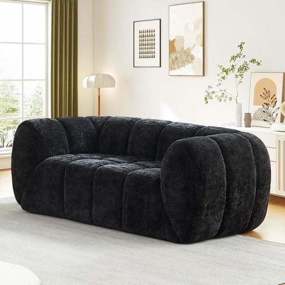 YWEN 68 Inch Chenille Loveseat Sofa, Cloud Deep Seat Comfy Couch, Modern Pumpkin Shaped Boneless Sofa for Living Room Bedroom, No Assembly
