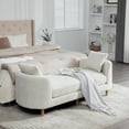 thumbnail image 1 of YWEN 77.2" Chenille End of Bed Bench Chaise Lounge, Upholstered Bedroom Bench with Arms & Bolster Pillows, Rubberwood Legs for Living Room Apartment Guest Room, 1 of 9