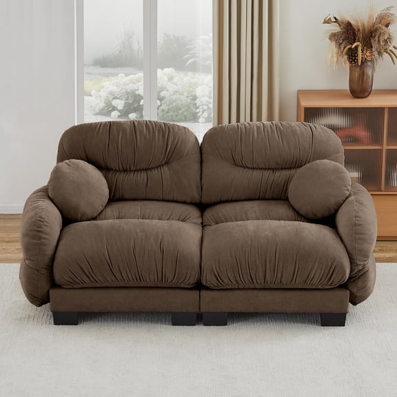 YWEN 81.8" Cloud Style Modular Chenille Sectional Sofa Couch for Living Room, Loveseat Configuration, Assembly Required, Perfect for Small Apartment Minimalist Neutral Style