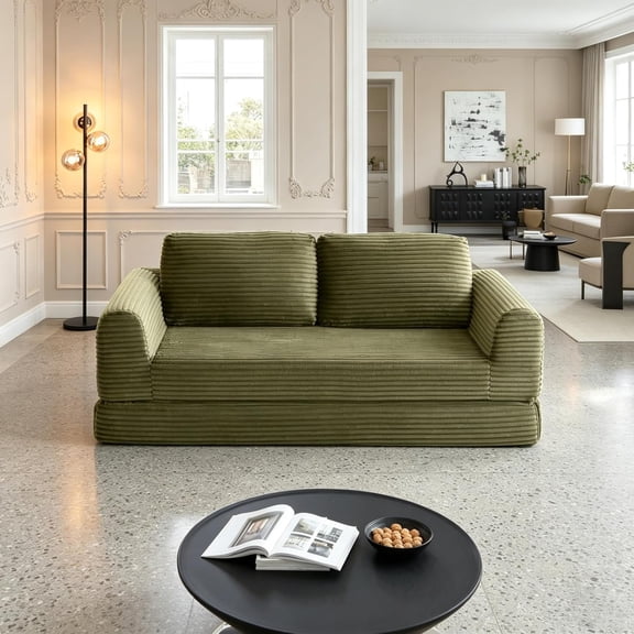 YWEN 82-Inch Foldable Loveseat Boneless Cloud Couch, Modern Compressed Foam Daybed Floor Mattress Sleeper Sofa, 2-in-1 Boneless Convertible Sofa in a Box,No Assembly Required