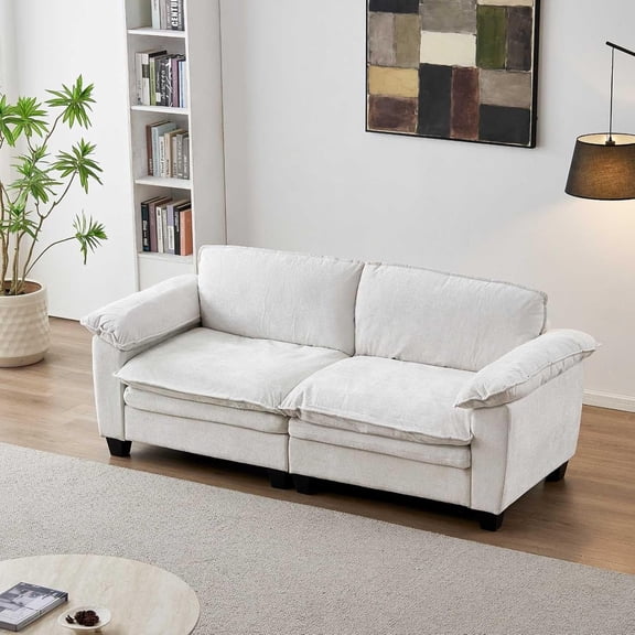YWEN 84.2" Loveseat Sofa with Removable Washable Covers, Chenille Upholstered Couch with Pocket Coil Spring, Solid Wood Frame, 600lbs Capacity, Easy Assembly for Living Room