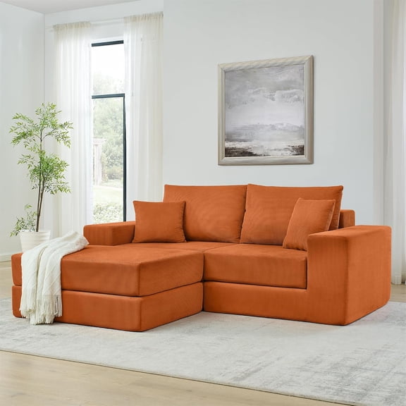 YWEN Cloud Modular Sectional Sofa Boneless Couch for Living Room, Modern L-Shaped Corner Couch with Movable Ottomans, Customizable Sleeper Sofa Bed with Pillows for Living Room