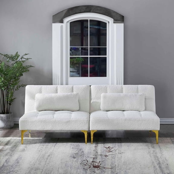 YWEN Convertible Sofa Bed, Modern Sleeper Couch with Adjustable Back/Metal Legs/Pillows, Folding Upholstered Loveseat, Sectional Sofa, Memory Foam Living Seat for Apartment/Office/Multi-Functional