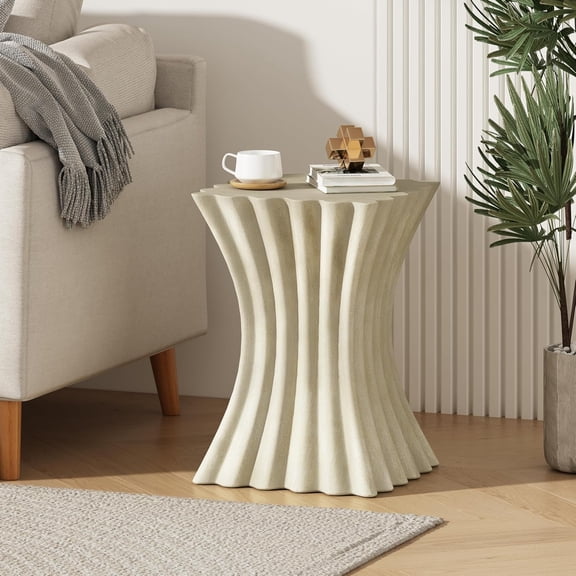 YWEN MGO Archaistic Wavy Small Side Table, End Tables Nightstand for Living Room, Bedroom, Office, Bathroom