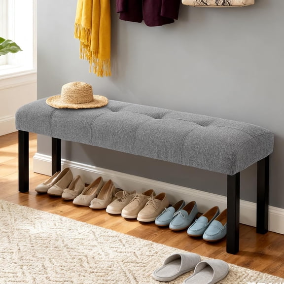 YWEN Modern Tufted Linen Dining Bench Seat,Loveseat - Farmhouse Style Dining Table Bench for Kitchen, Entryway, or Bedroom (250lbs Capacity) - Versatile Entryway Benches, Shoe Bench, or Bed Benchs