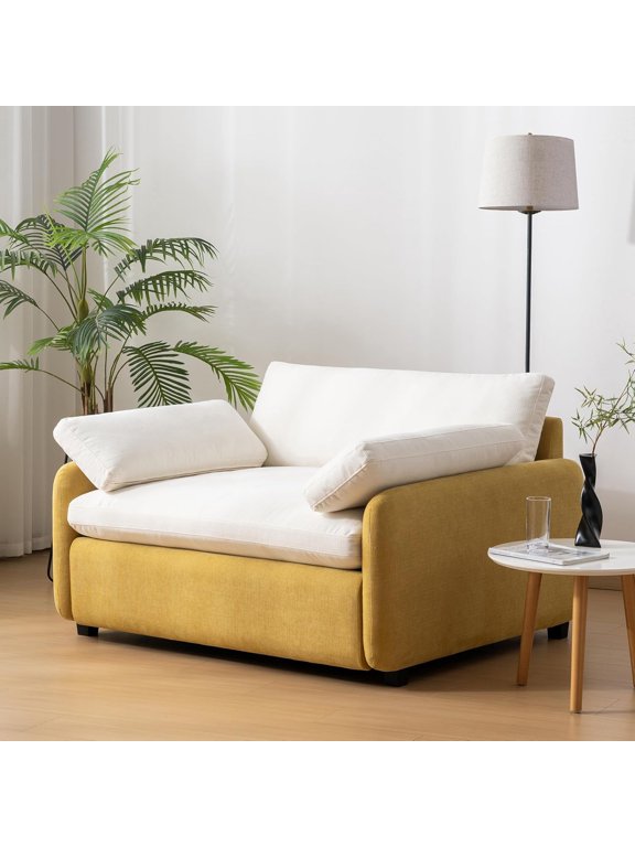 YWEN Oversized Single Sofa Chair with Wide and Deep Seat, Accent Chair with Color Blocking, Modern Upholstered Comfy Armchair with Pillows for Living Room, Apartment and Bedroom