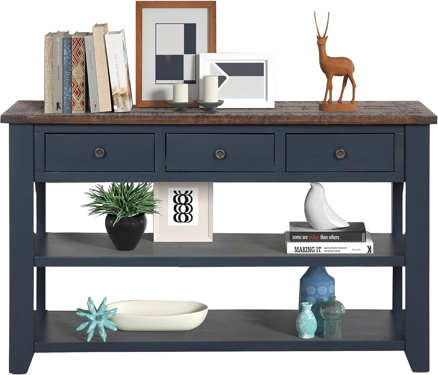 YWEN Solid Wood Console Table,Sofa Table with Storage Drawers and ...