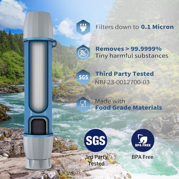 YWF01 Water Filter Straw for Drinking Survival, Portable Water Filtration System Prepper Gear and Supplies for Emergency Preparedness, Camping, Hiking, Backpacking and Travel, 8 Pack