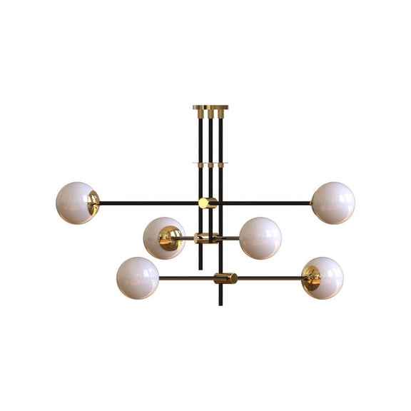 YWIS Modern Foldable brass chandelier ceiling light lamp Handmade, 6 glass globe chandelier Entrance Hall dining Lounge ceiling light pendantchandelier (Size=32x32x30 IN)