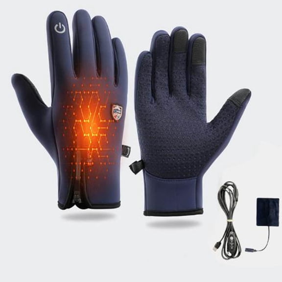 YWIYIUD 1 Pair USB Heated Gloves, Electric Rechargeable Heated Gloves for Men Women, Touchscreen Waterproof Gloves, Winter Thermal Heating Gloves for Outdoor Skiing Biking Hiking
