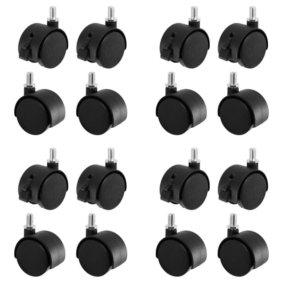 YWIYIUD 16 Pcs 1.6 Inch Swivel Stem Caster Wheels Replacement Casters, Stem Caster Wheels, Chair Wheels Twin Caster Wheels with Locking Brake