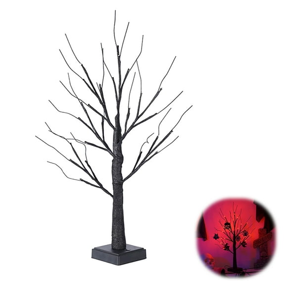 YWIYIUD 17inch Halloween Deluxe Twig Artificial Fall Tree, LED Battery Operated Halloween Decorations Artificial Tree for Indoor Home Party