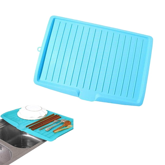 YWIYIUD 1PC Kitchen Plastic Dish Drainer Board, Large Draining Tray with Side Drop, Water Drain Board Drying Plate Dish Strainer Mat with NonSlip Base for Bowl Cup Kitchenware 17.7x12.4inch