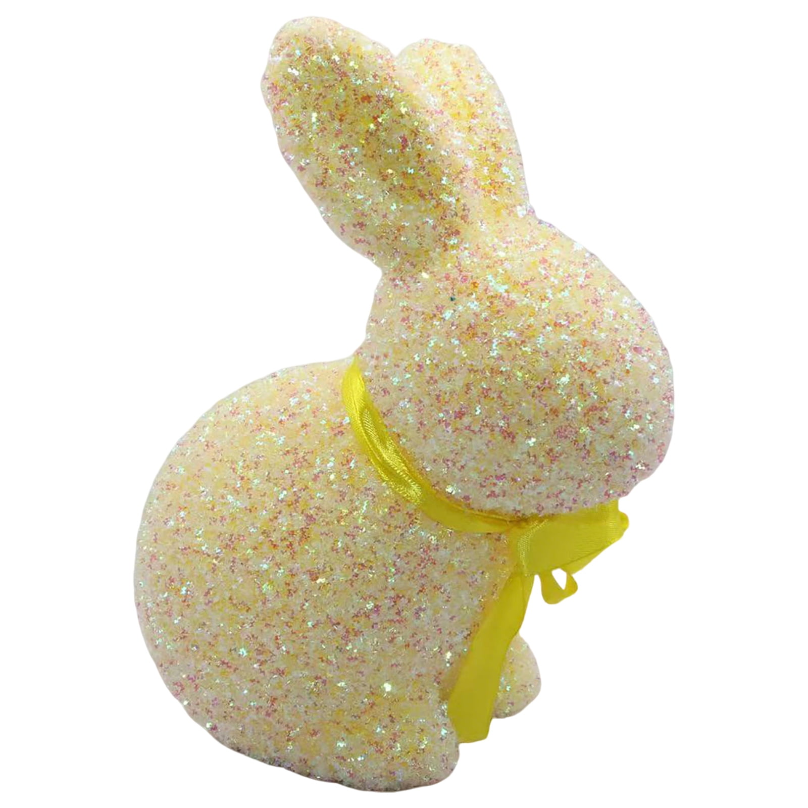 YWIYIUD 1PC Shiny Flocked Rabbit Decor 9inch Glitter Easter Flocked ...