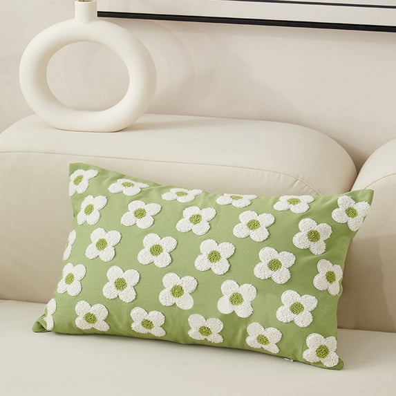 YWIYIUD 1PCS Spring Summer Pillow Cover 18x18/19.6x13.7Inch Cute Flower Jacquard Pillowcase Soft Comfortable Pillowcase Cushion Case for Couch Sofa Bed Living Room Bedroom Home Decor