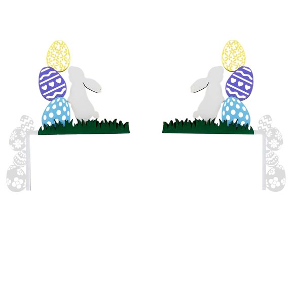 YWIYIUD 1Pair Easter BunnyDoor Corner Sign Rabbit Metal Door Topper Custom Easter Rabbit Door Sitter AnimalDoor TrimBunny Wall Decor Corner Decor Door Frame Topper