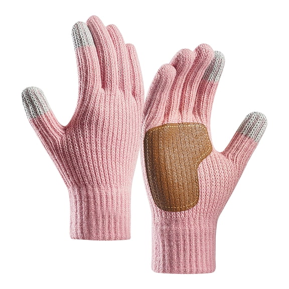 YWIYIUD 1Pair Winter Gloves for Women Men Knit Work Warm Leather Touchscreen Gloves for Cold Weather, Outdoor Thermal Knitted Warm Gloves for Cold Weather
