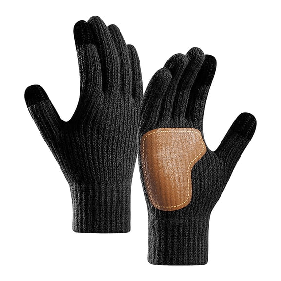 YWIYIUD 1Pair Winter Gloves for Women Men Knit Work Warm Leather Touchscreen Gloves for Cold Weather, Outdoor Thermal Knitted Warm Gloves for Cold Weather