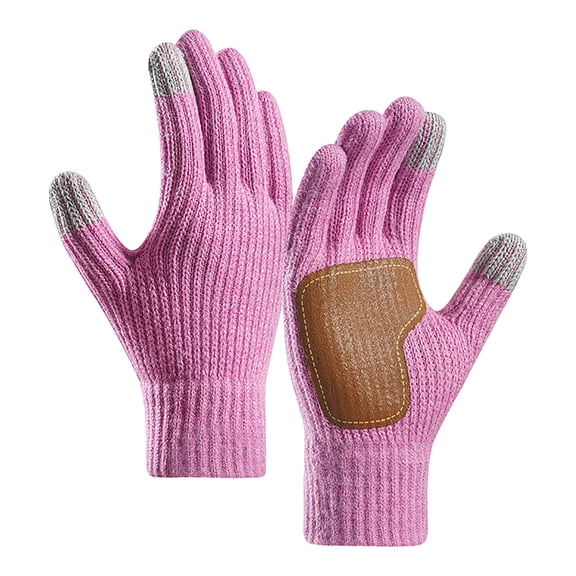 YWIYIUD 1Pair Winter Gloves for Women Men Knit Work Warm Leather Touchscreen Gloves for Cold Weather, Outdoor Thermal Knitted Warm Gloves for Cold Weather