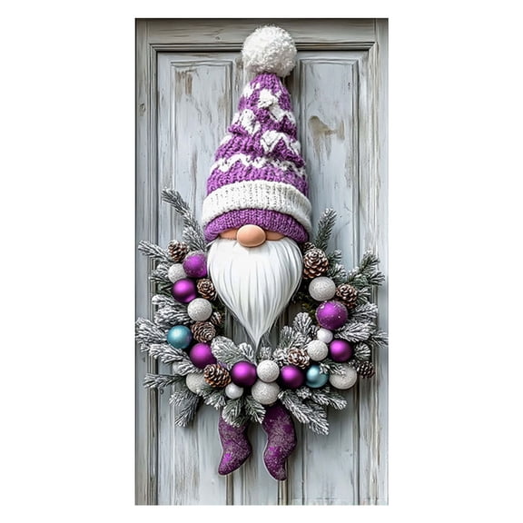 YWIYIUD 1Pcs Christmas Bow Door Banner Holiday Berry Photography Background Winter Christmas Purple Decoration for Front Door Porch Xmas Party Decor NewYear Supplies 71x35 Inches