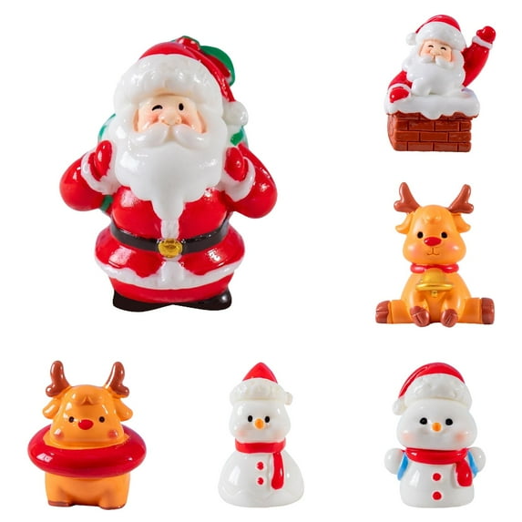 YWIYIUD 1inch Mini Santa Figurines Miniature Christmas Figurines Resin Santa Figurines Christmas Miniatures Ornament Christmas Santa Decorations for Xmas Party Supplies 6PCS