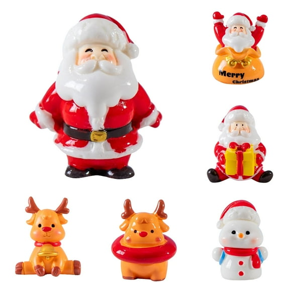 YWIYIUD 1inch Mini Santa Figurines Miniature Christmas Figurines Resin Santa Figurines Christmas Miniatures Ornament Christmas Santa Decorations for Xmas Party Supplies 6PCS