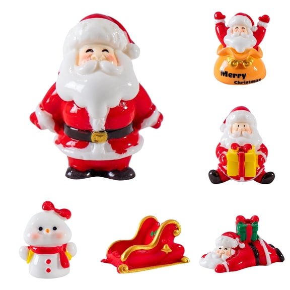 YWIYIUD 1inch Mini Santa Figurines Miniature Christmas Figurines Resin Santa Figurines Christmas Miniatures Ornament Christmas Santa Decorations for Xmas Party Supplies 6PCS