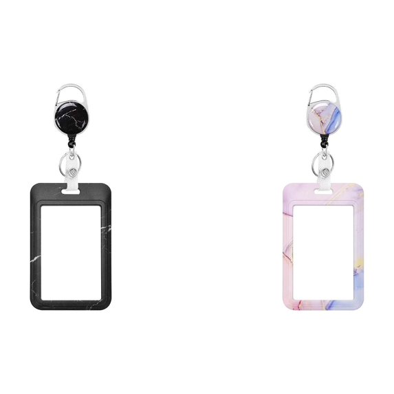 YWIYIUD 2 PCS Badge Holder RetractableClip Heavy Duty Reels with Vertical Sliding ID Badge Holder Hard Plastic Key Card Holder Case 4.3inch