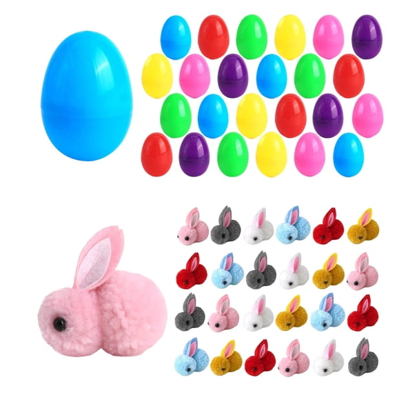 YWIYIUD 24 Pack Prefilled Easter Eggs with PlushBunny Toys,Soft PlushBunny EasterBasket EggHunting Stuffers Easter MiniBunny Stuffed for Easter PartyFavors Surprise Egg