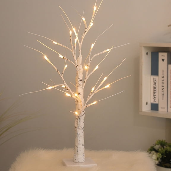 YWIYIUD 24inch Christmas Twig Artificial Fall Tree, LED Battery Operated Christmas Decorations Artificial Tree for Indoor Home Party