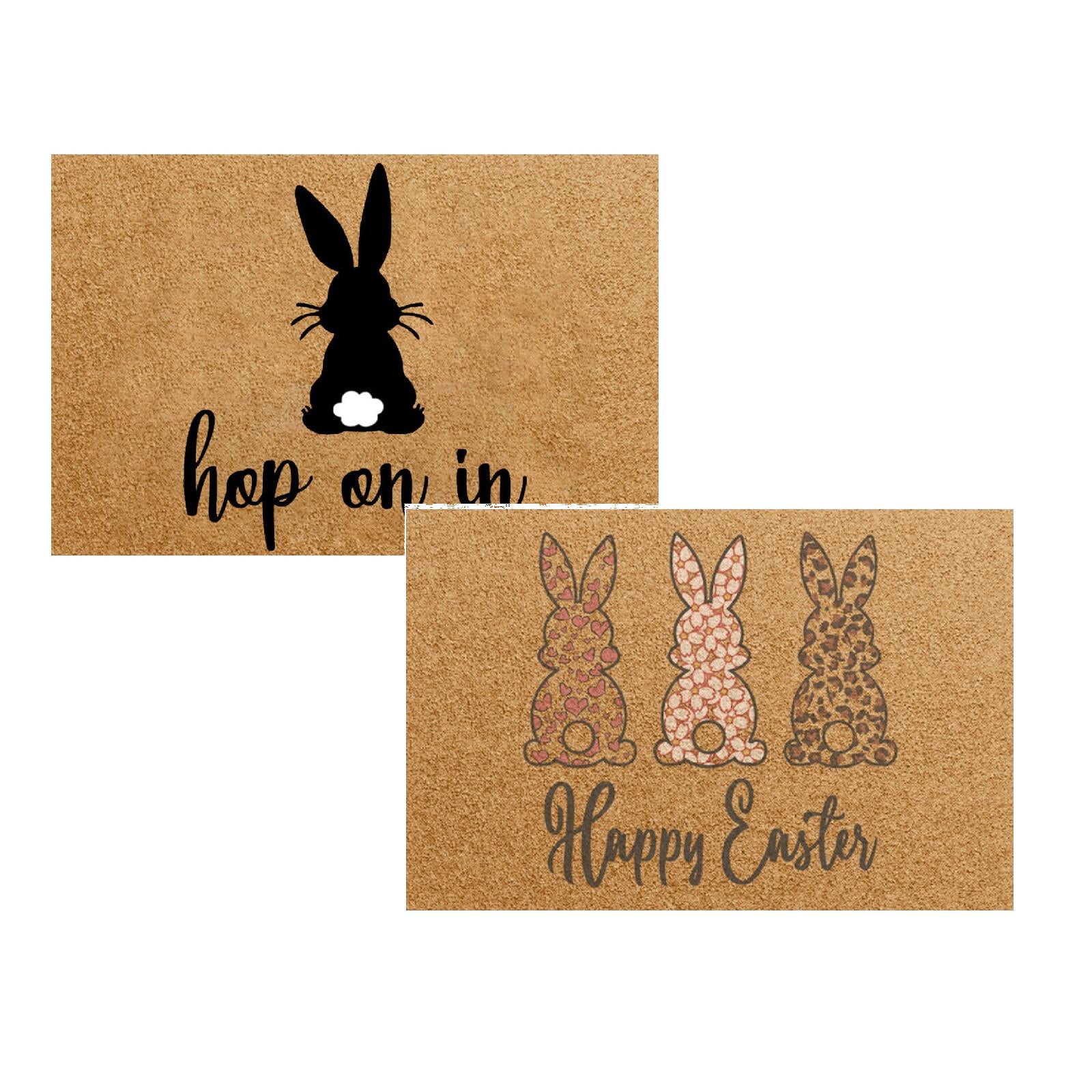 YWIYIUD 2PCS Easter Welcome Doormat for Outdoor Entrance Mats Holiday Mats Welcome Door Mats Polyester Door Mats Doormat Home Decoration 16x24inch