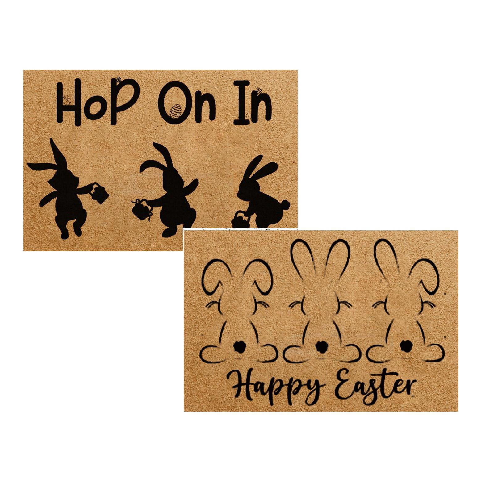 YWIYIUD 2PCS Easter Welcome Doormat for Outdoor Entrance Mats Holiday Mats Welcome Door Mats Polyester Door Mats Doormat Home Decoration 16x24inch