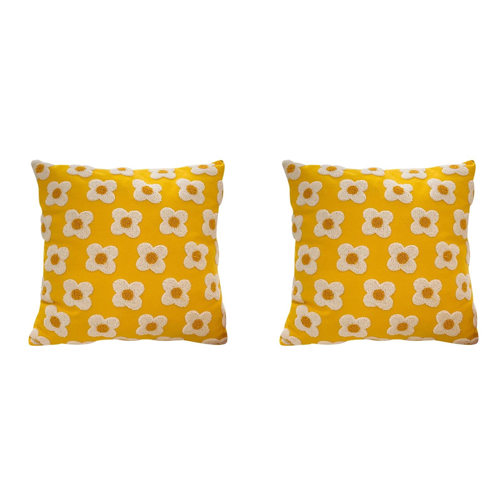 YWIYIUD 2PCS Spring Summer Pillow Cover 18x18Inch Cute Flower Jacquard Pillowcase Soft Comfortable Pillowcase Cushion Case for Couch Sofa Bed Living Room Bedroom Home Decor