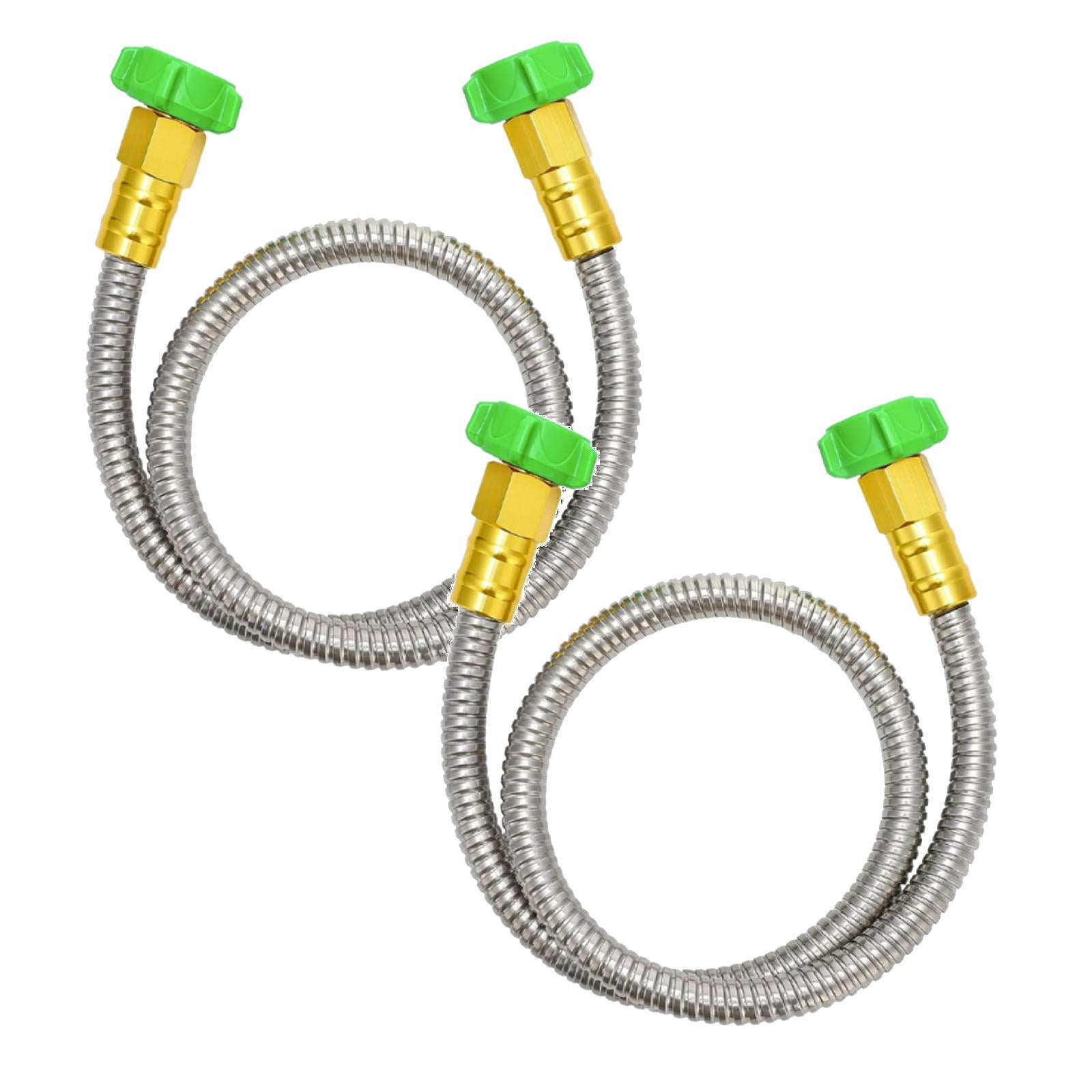 YWIYIUD 2PCS Stainless Steel Short Garden Hose 3 FT withFemale toMale Metal Connector,Flexible Lightweight Outdoor Water Hose Extension Adapter,AntiLeakage KinkFree