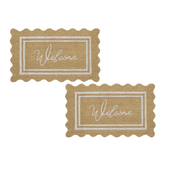 YWIYIUD 2PCS Welcome Door Mat for Front Door NaturalCoir Welcome NonSlip Front Mat Welcome Rug Gifts for Indoor Home Farmhouse Entrance Porch Spring Summer Party Decor