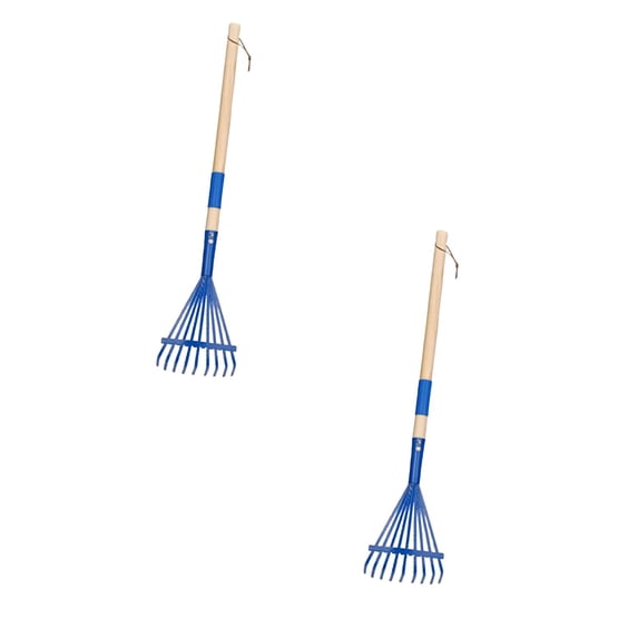 YWIYIUD 2PCSRakes with Hardwood Handle,Rakefor Leaves,27inch Garden Tool Set for Cleaning Activities,Wood HandleRake Farming Home Garden Tool Accessories for Shrub Flower Beds Yard