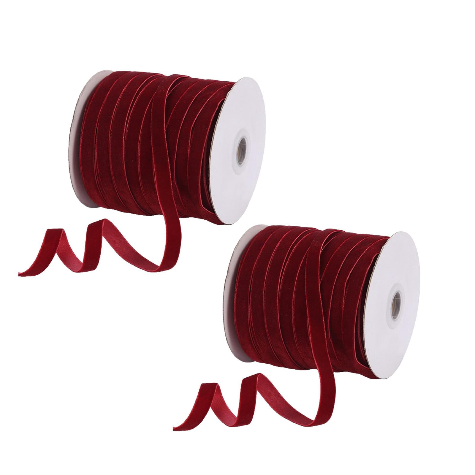 YWIYIUD 2Roll Dark RedVelvet Ribbon Vintage Ribbons Soft SingleFace ...