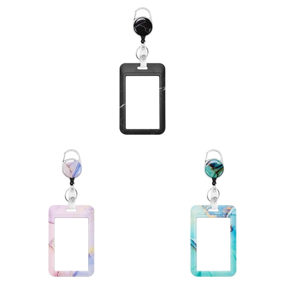 YWIYIUD 3 PCS Badge Holder RetractableClip Heavy Duty Reels with Vertical Sliding ID Badge Holder Hard Plastic Key Card Holder Case 4.3inch