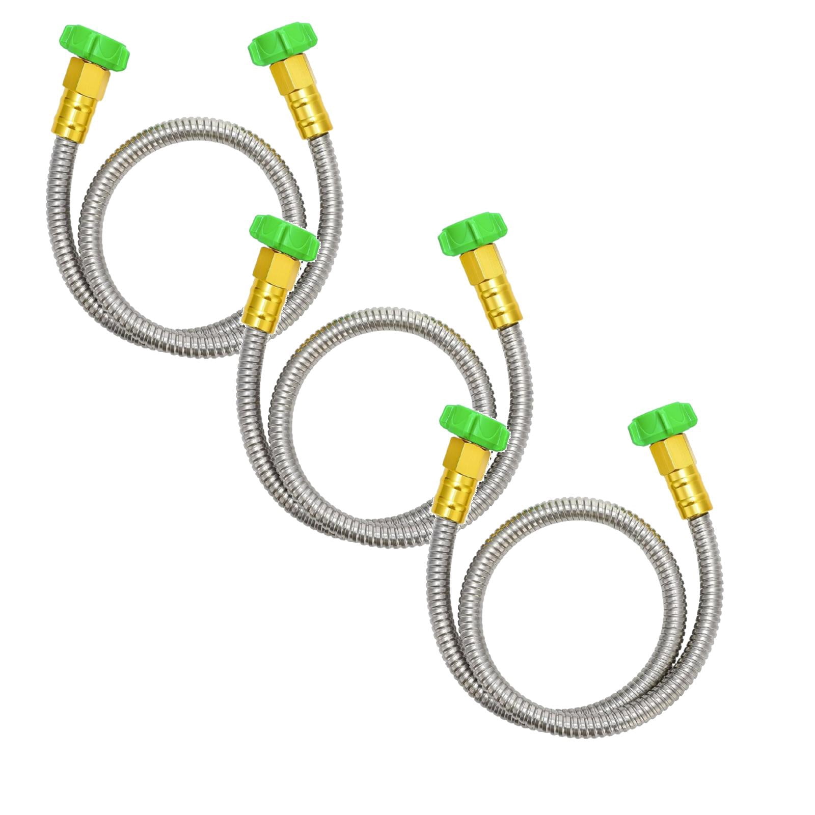 YWIYIUD 3PCS Stainless Steel Short Garden Hose 3 FT withFemale toMale Metal Connector,Flexible Lightweight Outdoor Water Hose Extension Adapter,AntiLeakage KinkFree