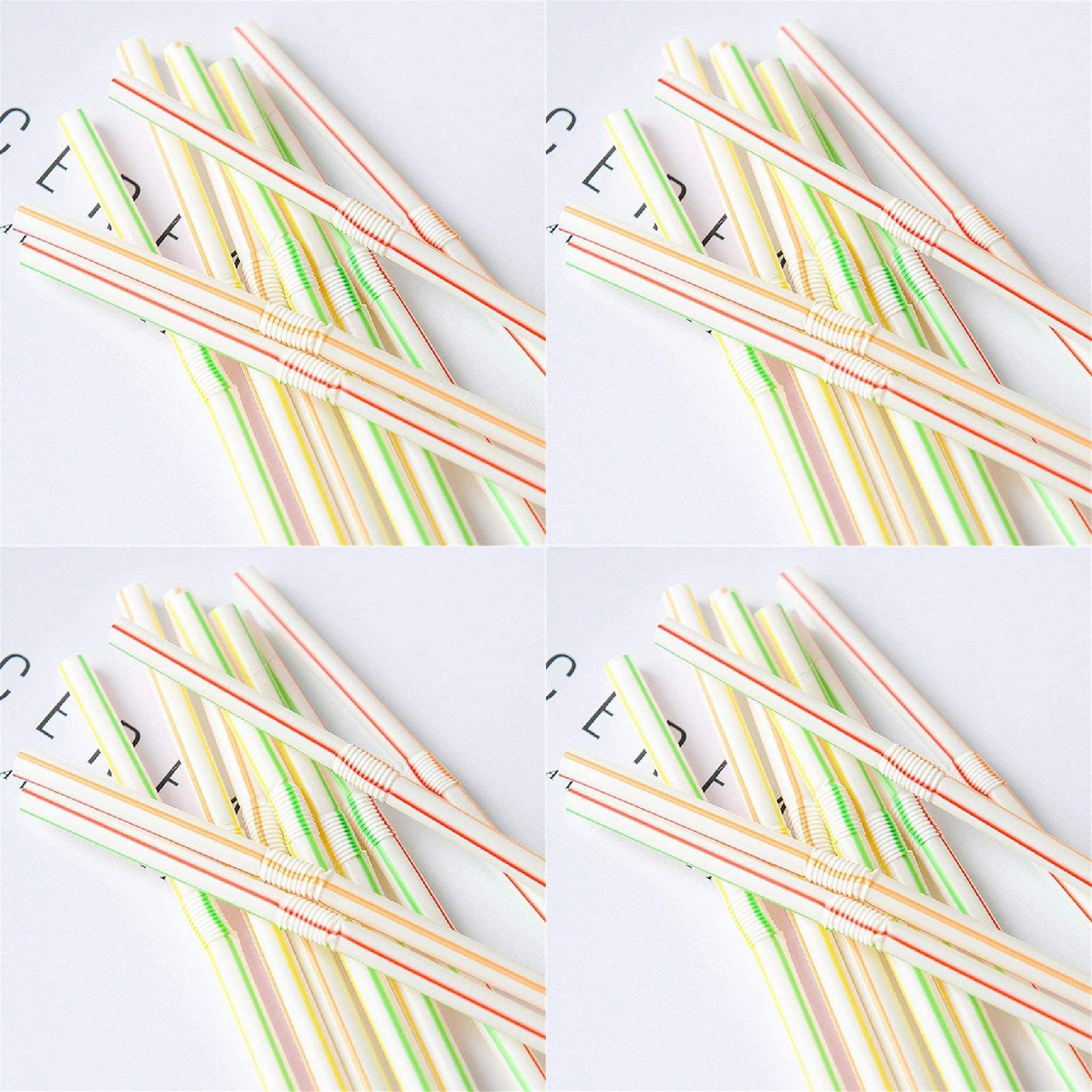 Straws Random YWIYIUD 400PCS 8inches Flexible Plastic Drinking Straw Disposable Straw ...
