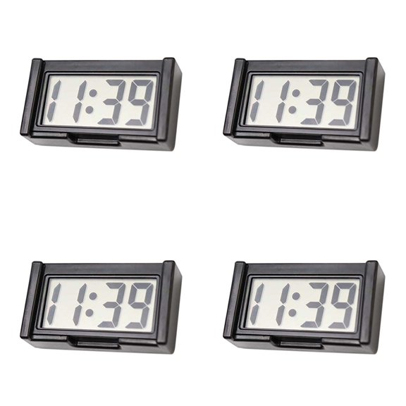 YWIYIUD 4PCS Mini Digital Clock with LED Day Display,Mini CarDashboard Clock Battery Operated SelfAdhesive Small Digital Clock for CarDashboard Fridge