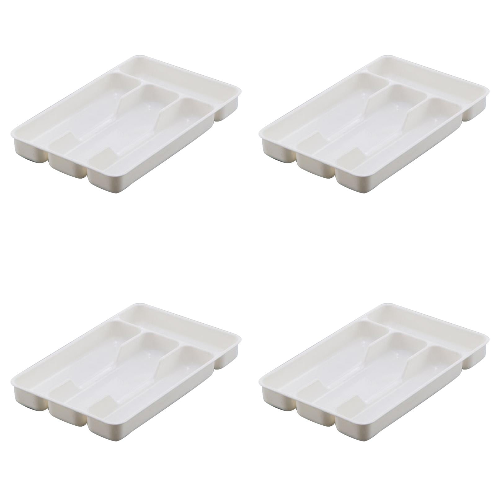 YWIYIUD 4PCS Small Silverware Drawer Organizer, Kitchen Drawer Organizer, Utensil Tray, Plastic Storage, Cutlery Organizer for Spoons Forks Kitchen Tools 7x11inch