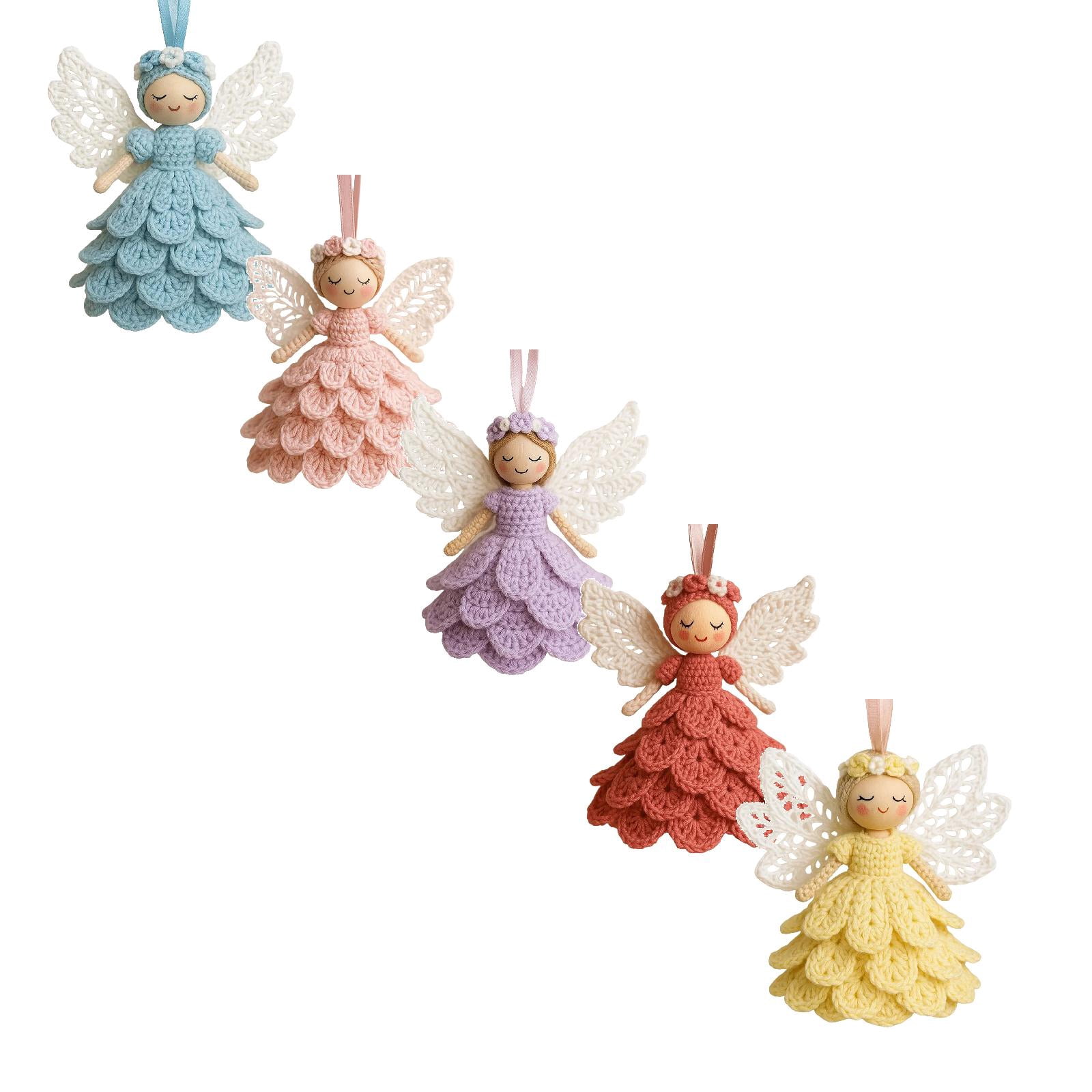 YWIYIUD 4inch DIY Crochet Ornament Kit, Crochet Craft Kit with Yarn for Beginners, Christmas Tree Decoration Crochet Doll Hanging Ornament, Easy Beginners Craft Decor 1/2/3/4/5PCS