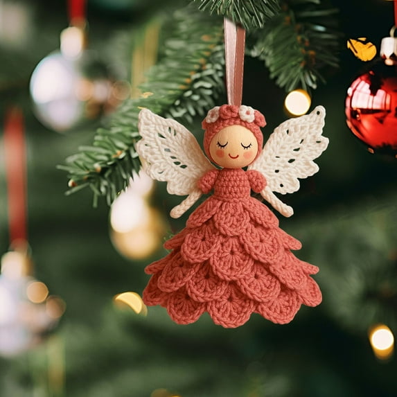 YWIYIUD 4inch DIY Crochet Ornament Kit, Crochet Craft Kit with Yarn for Beginners, Christmas Tree Decoration Crochet Doll Hanging Ornament, Easy Beginners Craft Decor 1/2/3/4/5PCS